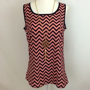 🎈3/$20 Olivia Moon Pink & Navy Blue Chevron Tank